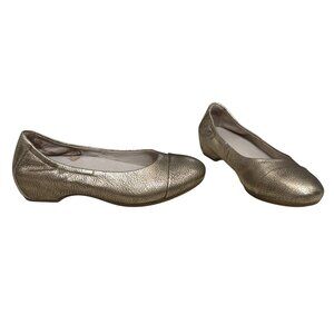 Dansko Lisanne leather metallic gold slip on women's flats shoes size 38 / 7.5